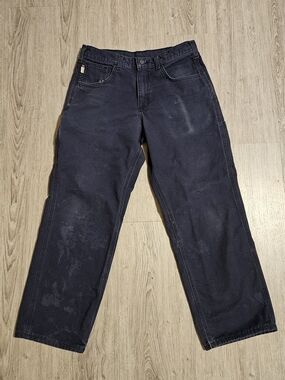Carhartt 32x30 Distressed Dark Navy FR Work Pants